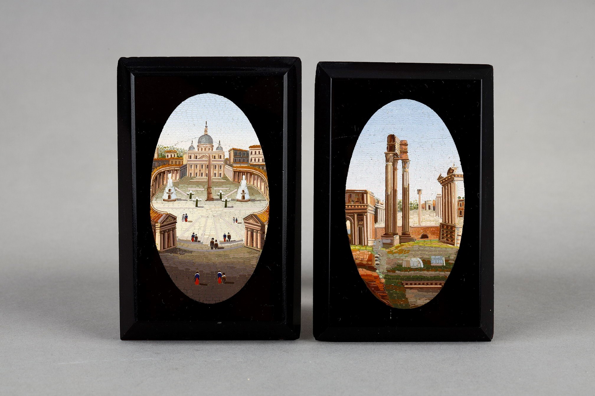 Two 19th-century micromosaic plaques, Italy